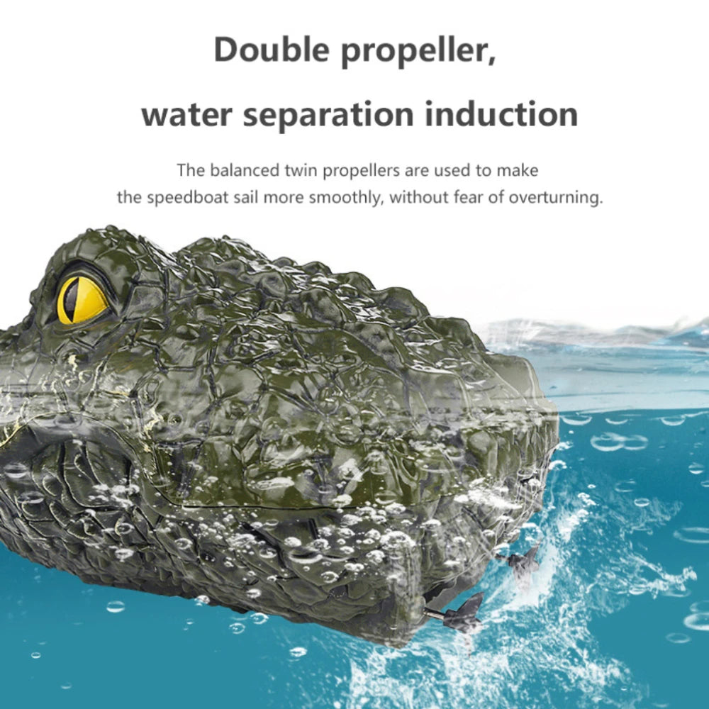 RC Boat Ship Toy Simulation Crocodile Head 2.4G Remote Control Joke Alligator Decoy Electric Toys Summer Water Spoof Toys Gift