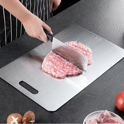 Kitchen Titanium Cutting Board Double-Sided Thicken Chopping Board 304 Stainless Steel Food Grade Meat Fruits Vegetables Board