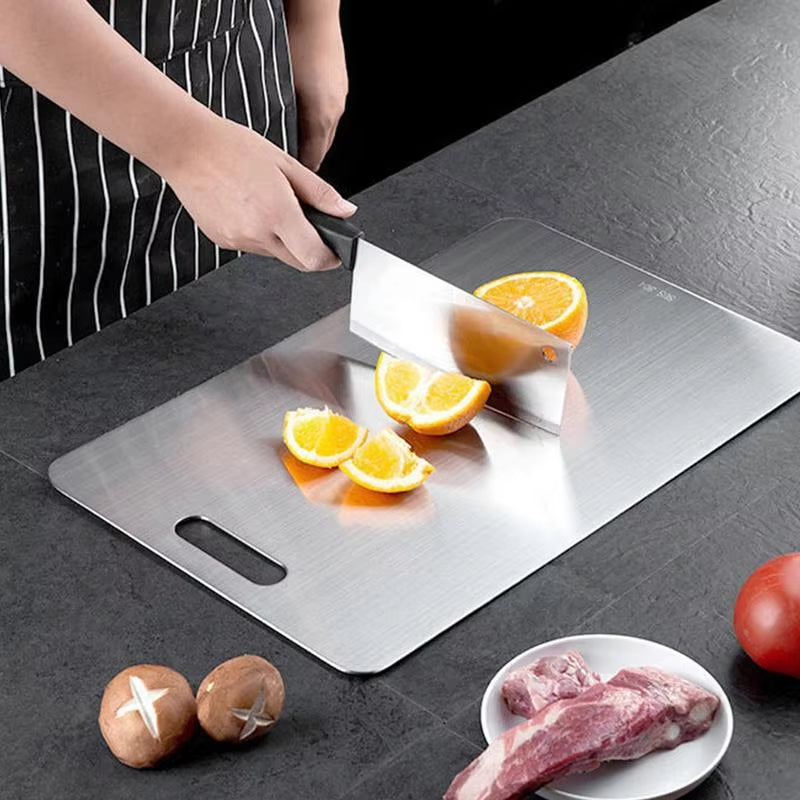 Kitchen Titanium Cutting Board Double-Sided Thicken Chopping Board 304 Stainless Steel Food Grade Meat Fruits Vegetables Board