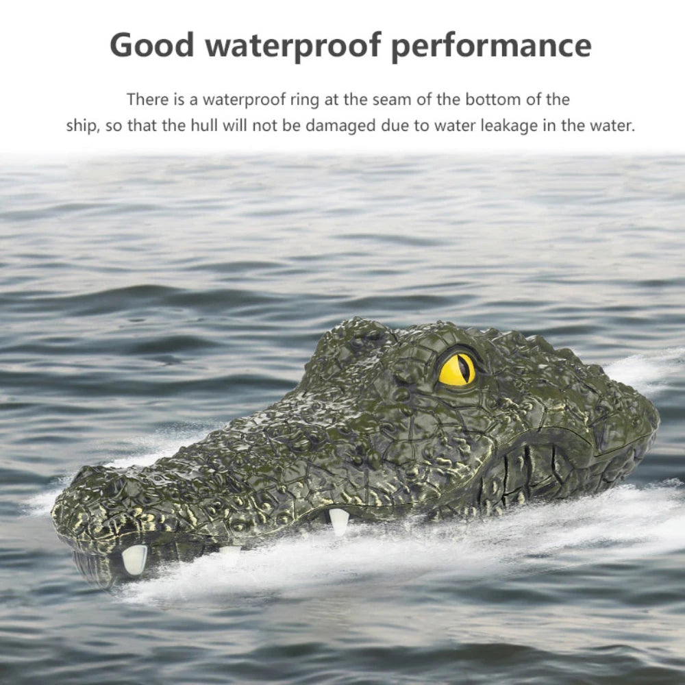 RC Boat Ship Toy Simulation Crocodile Head 2.4G Remote Control Joke Alligator Decoy Electric Toys Summer Water Spoof Toys Gift