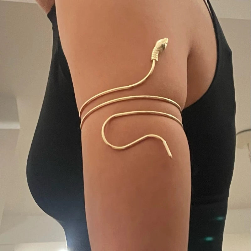 2023 Punk Coiled Snake Spiral Upper Arm Cuff Armlet Armband Bangle Women Jewelry Egypt Swirl Snake Arm Cuff Armlet Bracelet
