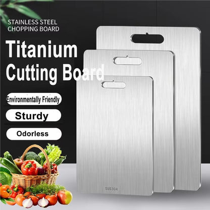 Kitchen Titanium Cutting Board Double-Sided Thicken Chopping Board 304 Stainless Steel Food Grade Meat Fruits Vegetables Board