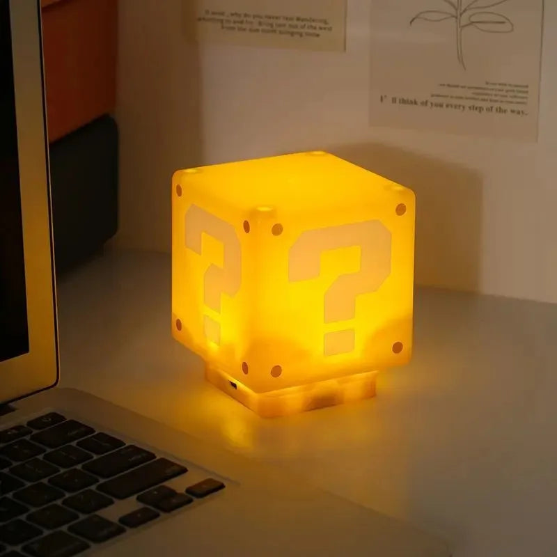 8Cm Super Mario Bros LED Question Mark Brick Night Light USB Charging Desk Lamp Light for Kids Birthday X-Mas Gifts