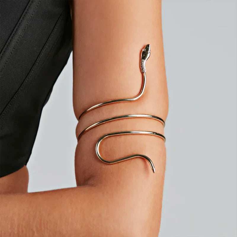 2023 Punk Coiled Snake Spiral Upper Arm Cuff Armlet Armband Bangle Women Jewelry Egypt Swirl Snake Arm Cuff Armlet Bracelet