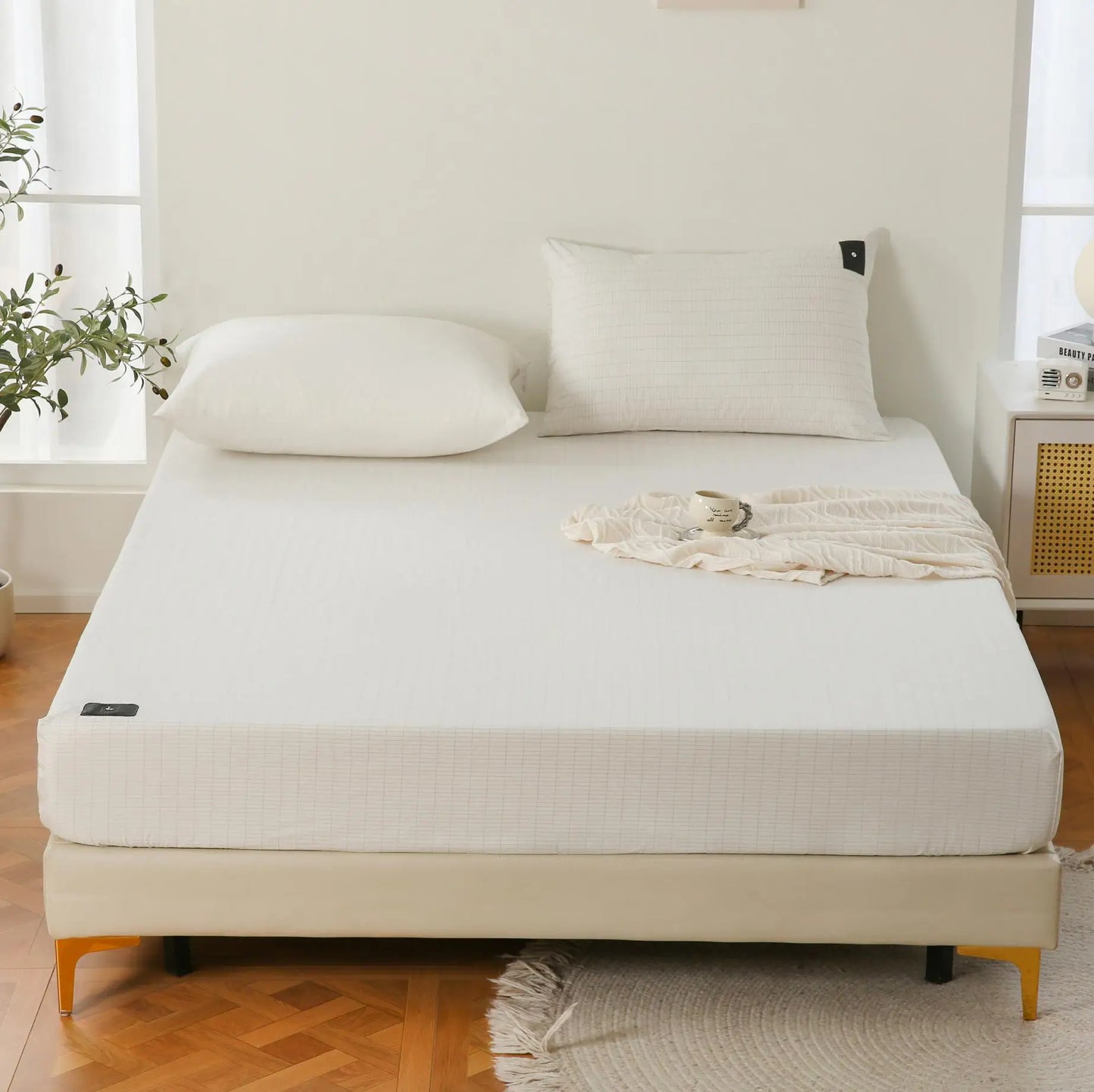 Good Sleeping Earthing Antistatic Get Grounded Silver Bed Fitted Sheet, Include a 4.5M Grounding Cord